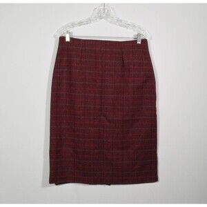 Woolrich 22110 Red Black Plaid Wool Blend Midi Long Straight Skirt Sz 12